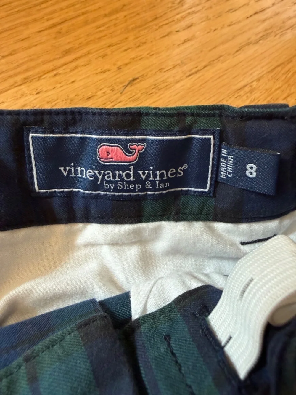 Vineyard Vines Boys size 8Navy + Green Plaid Pants